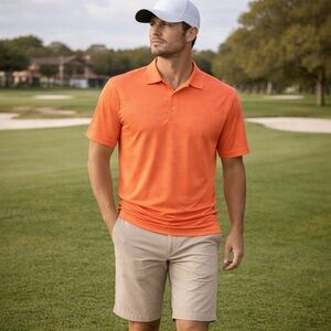 Goodfellow & Co Orange Stripe Performance Polo Shirt Standard Fit L NWT